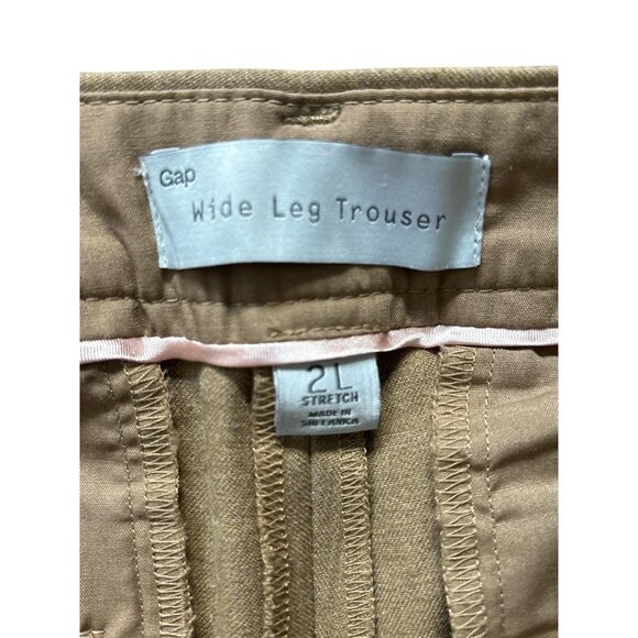 Gap Wide Leg Trouser Pants Womens 2L Tan Stretch Dress Work Office Slacks Career - Picture 2 of 8